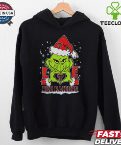 The Grinch Love Heart 2024 Texas Tech Red Raiders Football Christmas Shirt