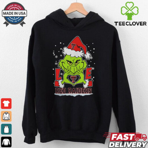 The Grinch Love Heart 2024 Texas Tech Red Raiders Football Christmas Shirt