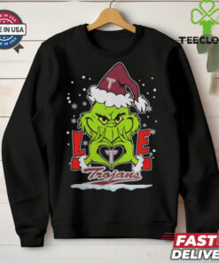 The Grinch Love Heart 2024 Troy Trojans Football Christmas Shirt