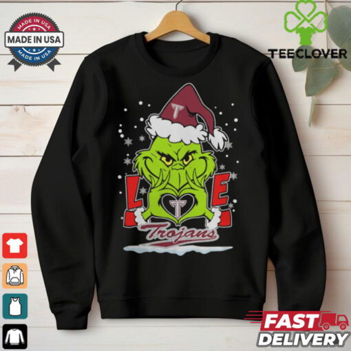 The Grinch Love Heart 2024 Troy Trojans Football Christmas Shirt