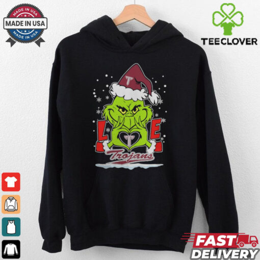 The Grinch Love Heart 2024 Troy Trojans Football Christmas Shirt