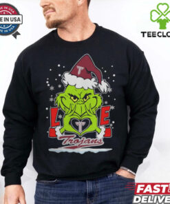 The Grinch Love Heart 2024 Troy Trojans Football Christmas Shirt