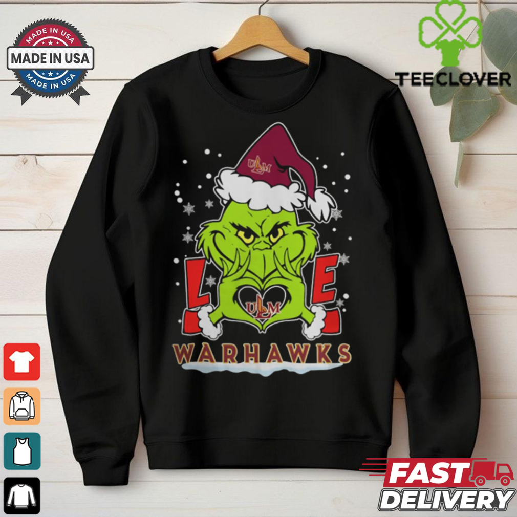 The Grinch Love Heart 2024 ULM Warhawks Football Christmas Shirt The Grinch Love Heart 2024 ULM Warhawks Football Christmas Shirt