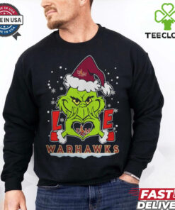 The Grinch Love Heart 2024 ULM Warhawks Football Christmas Shirt