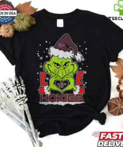 The Grinch Love Heart 2024 Virginia Tech Hokies Football Christmas Shirt