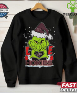 The Grinch Love Heart 2024 Virginia Tech Hokies Football Christmas Shirt