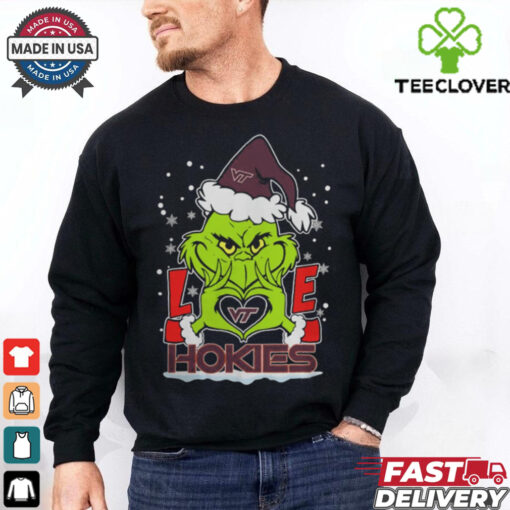 The Grinch Love Heart 2024 Virginia Tech Hokies Football Christmas Shirt