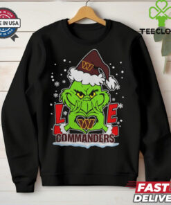 The Grinch Love Heart 2024 Washington Commanders Football Christmas Shirt