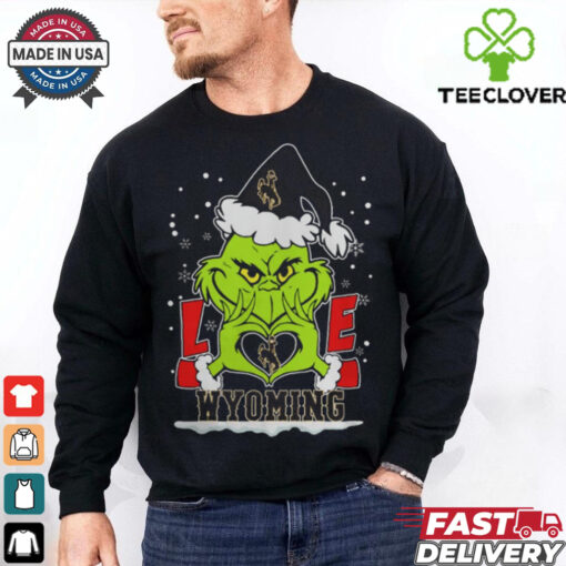 The Grinch Love Heart 2024 Wyoming Cowboys Football Christmas Shirt