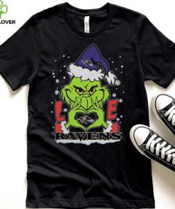 The Grinch Love Heart Baltimore Ravens Football Christmas 2023 Shirt
