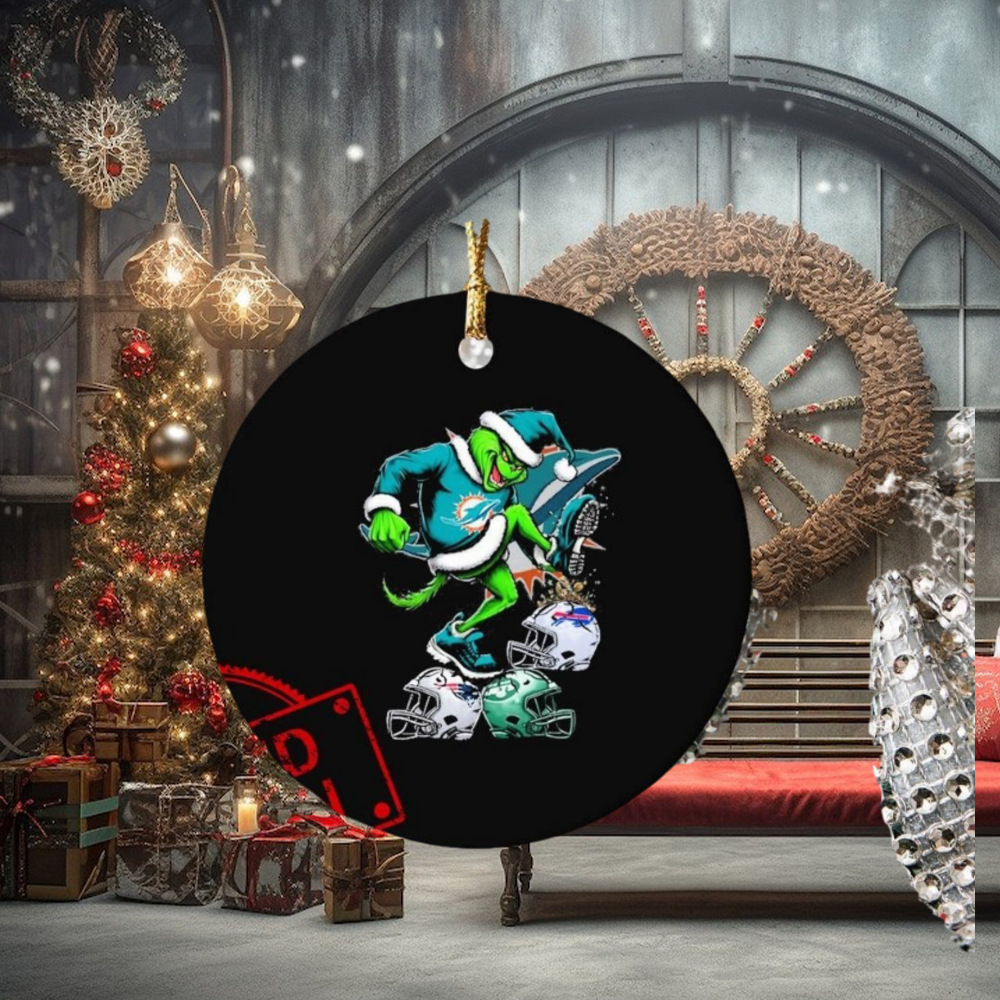 The Grinch Miami Dolphins Stomp On NFL Teams Christmas Ornament The Grinch Miami Dolphins Stomp On NFL Teams Christmas Ornament