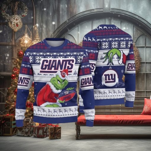 The Grinch New York Giants All Over Print 3D Ugly Christmas Sweater Xmas 3D Printed Christmas Sweater Gift