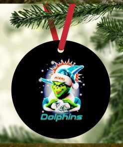 The Grinch Santa love Miami Dolphins Christmas ornament