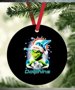 The Grinch Santa love Miami Dolphins Christmas ornament