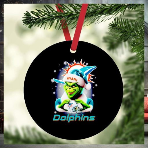 The Grinch Santa love Miami Dolphins Christmas ornament