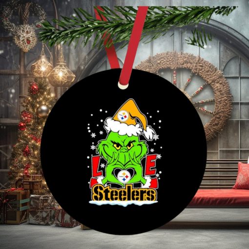 The Grinch Santa love Pittsburgh Steelers ornament