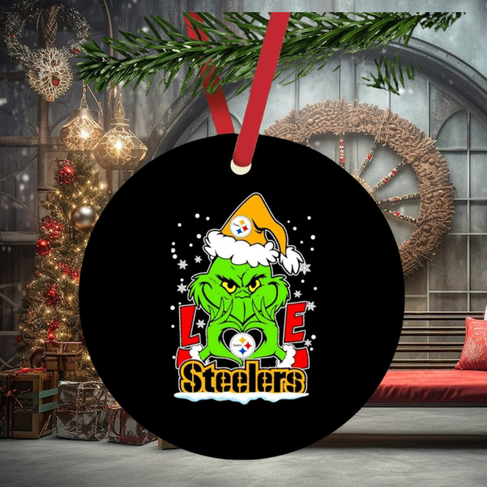 The Grinch Santa love Pittsburgh Steelers ornament The Grinch Santa love Pittsburgh Steelers ornament