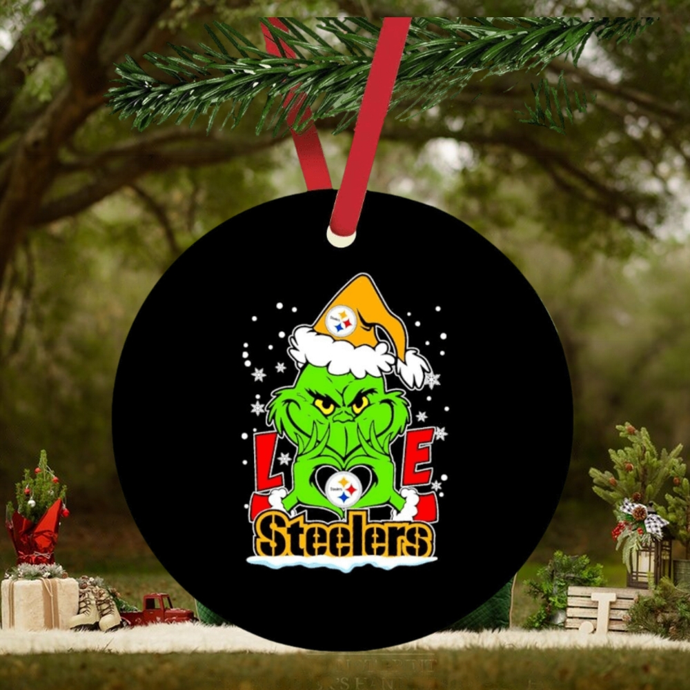 The Grinch Santa love Pittsburgh Steelers ornament The Grinch Santa love Pittsburgh Steelers ornament