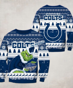 The Grinch Stole Indianapolis Colts Ball Blue Womens Ugly Christmas Sweater