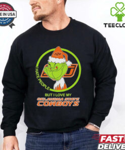 The Grinch X Oklahomoa state Cowboys I Hate People But I Love My Oklahoma state Christmas Shirt