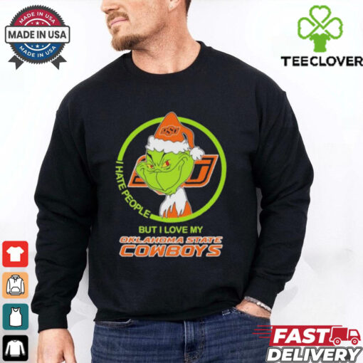 The Grinch X Oklahomoa state Cowboys I Hate People But I Love My Oklahoma state Christmas Shirt