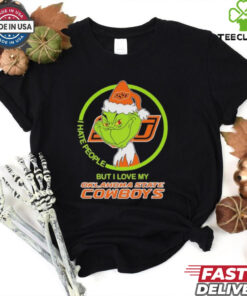 The Grinch X Oklahomoa state Cowboys I Hate People But I Love My Oklahoma state Christmas Shirt