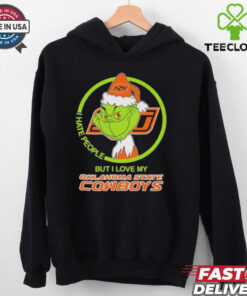 The Grinch X Oklahomoa state Cowboys I Hate People But I Love My Oklahoma state Christmas Shirt