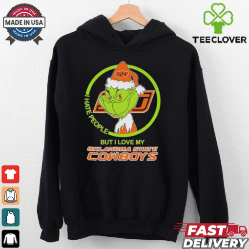The Grinch X Oklahomoa state Cowboys I Hate People But I Love My Oklahoma state Christmas Shirt