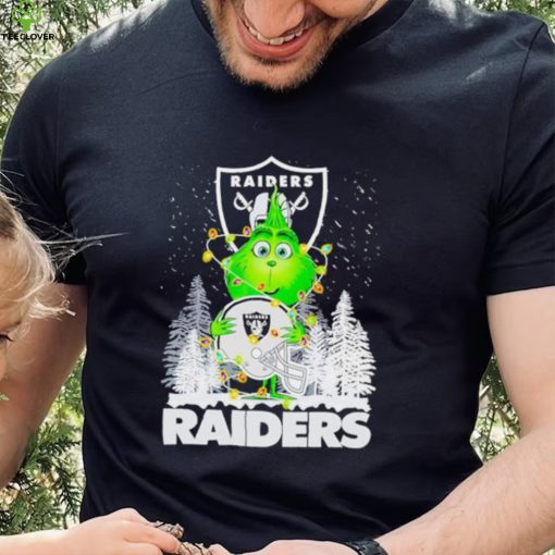 The Grinch hug Las Vegas Raiders helmet Christmas shirt