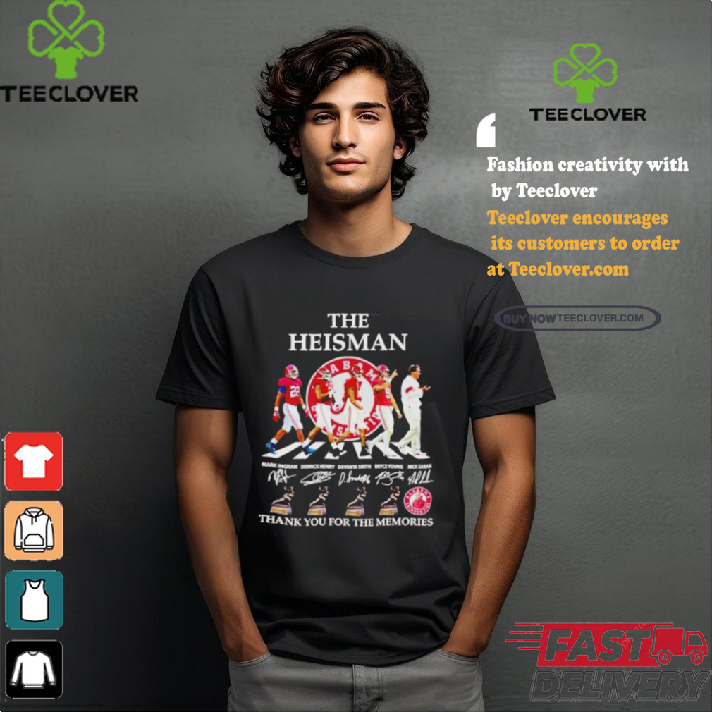 The Heisman Alabama Crimson Tide thank you for the memories abbey road signature shirt The Heisman Alabama Crimson Tide thank you for the memories abbey road signature shirt