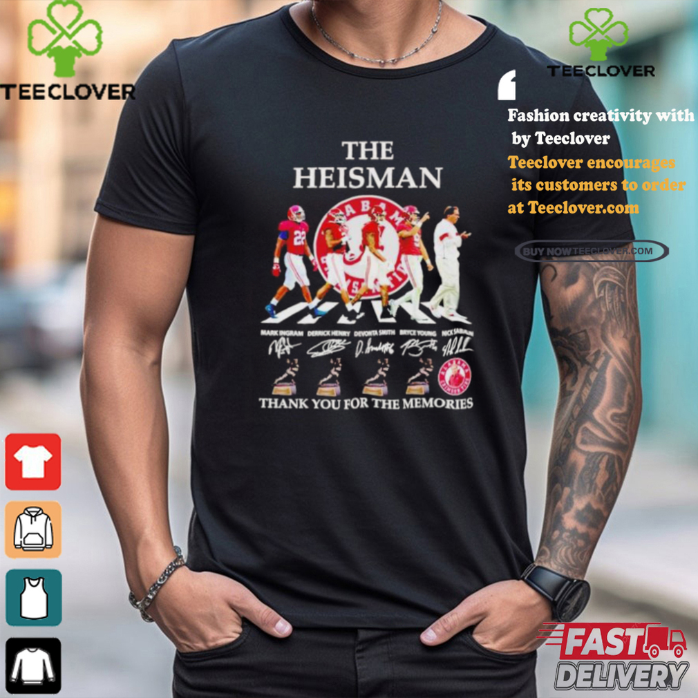 The Heisman Alabama Crimson Tide thank you for the memories abbey road signature shirt The Heisman Alabama Crimson Tide thank you for the memories abbey road signature shirt