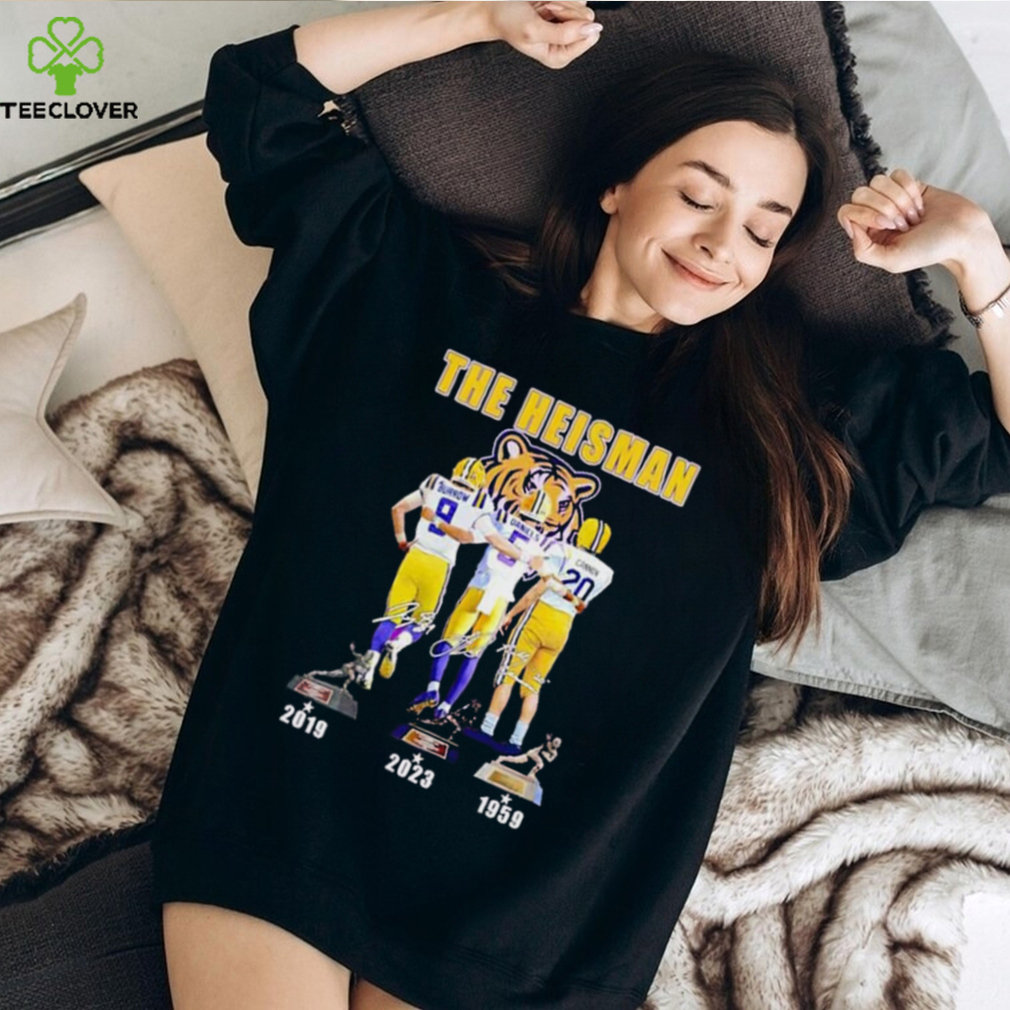 The Heisman LSU Tigers Joe Burrow Jayden Daniels Billy Cannon Signatures T Shirt The Heisman LSU Tigers Joe Burrow Jayden Daniels Billy Cannon Signatures T Shirt