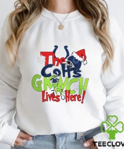 The Indianapolis Colts football Grinch lives here Merry Christmas hoodie, sweater, longsleeve, shirt v-neck, t-shirt