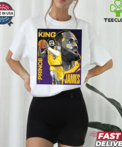 The King The Prince Lebron James And Bronny James Los Angeles Lakers NBA Poster t shirt