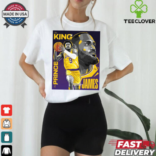 The King The Prince Lebron James And Bronny James Los Angeles Lakers NBA Poster t shirt