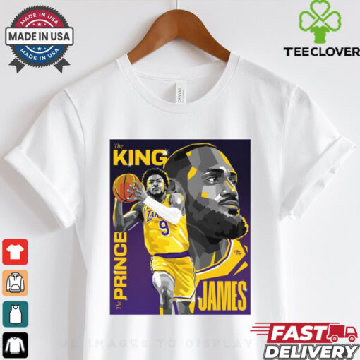 The King The Prince Lebron James And Bronny James Los Angeles Lakers NBA Poster t shirt