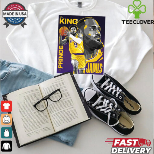 The King The Prince Lebron James And Bronny James Los Angeles Lakers NBA Poster t shirt