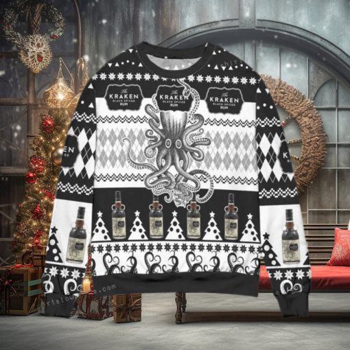 The Kraken Spiced Rum Argyle Christmas Ugly Sweater Mens