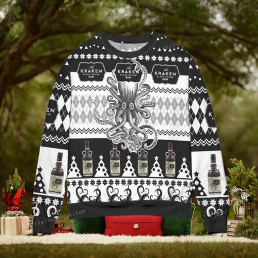 The Kraken Spiced Rum Argyle Christmas Ugly Sweater Mens