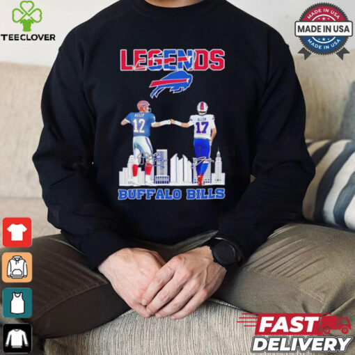 The Legends Buffalo Bills Kelly and Allen skyline signatures shirt