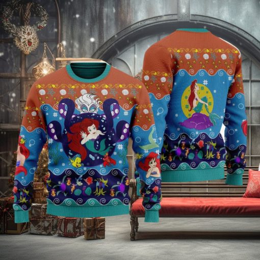 The Little Princess 3D Ugly Christmas Sweater, Princess Mermaid Xmas Ugly Christmas Sweater Men And Women Gift