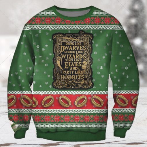 The Lord Of The Rings Drink Like Dwarves Ugly Christmas Sweater 3D Shirt