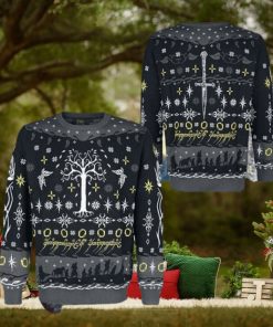 The Lord Of The Rings Tree Of Gondor Black And Grey Pattern Ugly Christmas Sweater