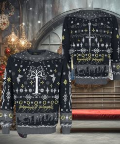 The Lord Of The Rings Tree Of Gondor Black And Grey Pattern Ugly Christmas Sweater