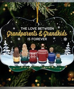 The Love Between Grandparents & Grandkids Is Forever   Personalized Custom Benelux Shaped Acrylic Christmas Ornament   Gift For Grandparents, Gift For Family, Christmas Gift