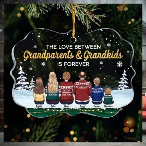 The Love Between Grandparents & Grandkids Is Forever   Personalized Custom Benelux Shaped Acrylic Christmas Ornament   Gift For Grandparents, Gift For Family, Christmas Gift