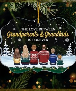 The Love Between Grandparents & Grandkids Is Forever Personalized Custom Benelux Shaped Acrylic Christmas Ornament Gift For Grandparents, Gift For Family, Christmas Gift