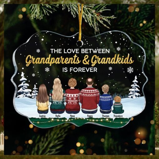 The Love Between Grandparents & Grandkids Is Forever   Personalized Custom Benelux Shaped Acrylic Christmas Ornament   Gift For Grandparents, Gift For Family, Christmas Gift