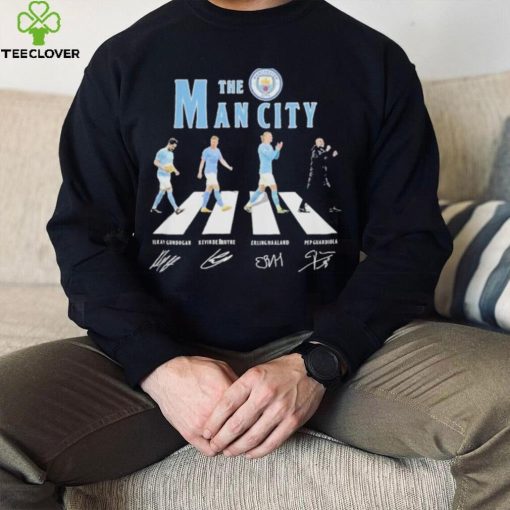 The Manchester City Gundogan Bruyne Haaland and Guardiola Abbey road signatures hoodie, sweater, longsleeve, shirt v-neck, t-shirt