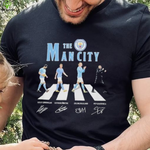 The Manchester City Gundogan Bruyne Haaland and Guardiola Abbey road signatures hoodie, sweater, longsleeve, shirt v-neck, t-shirt